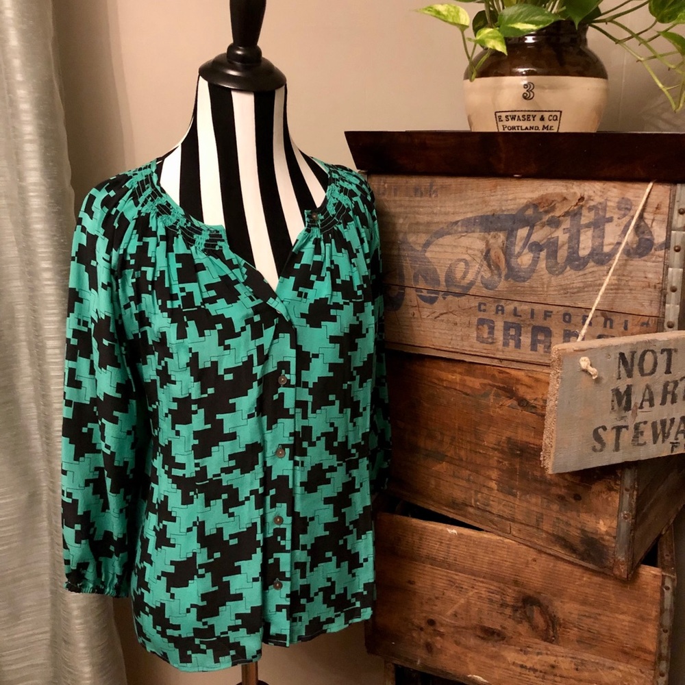 Victoria’s Secret Silk Herringbone Blouse Black